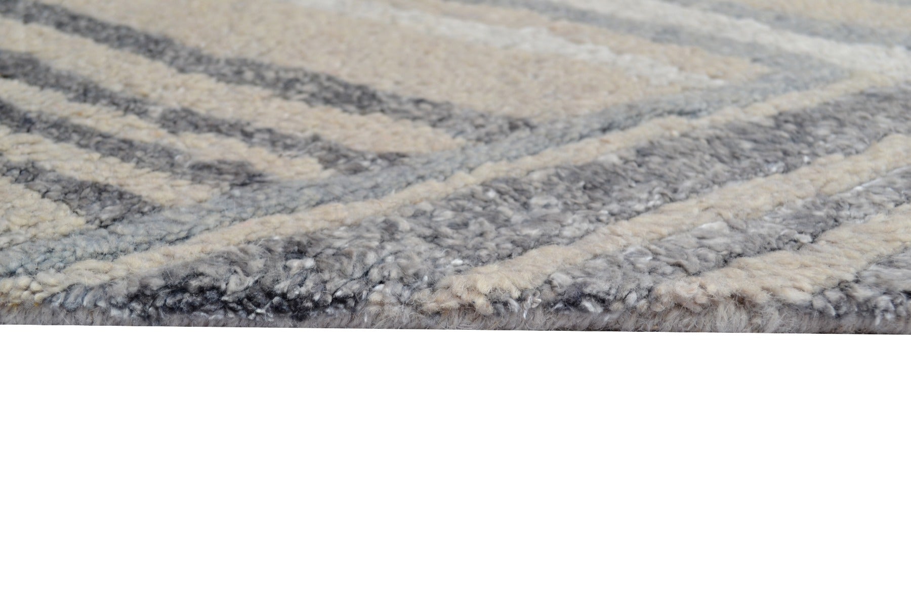 Handknotted Abstract Bamboo Silk and Wool Rug - 024 - Natural Grey - 242x303cm