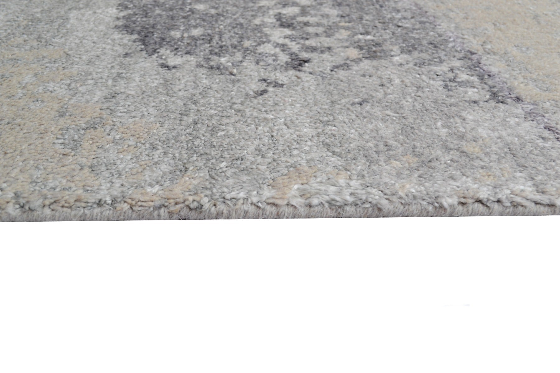 Handknotted Abstract Bamboo Silk and Wool Rug - 047 - Silver - 247x299cm