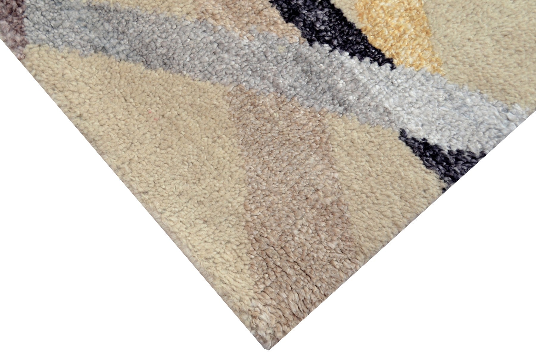 Handknotted Abstract Bamboo Silk and Wool Rug - 073 - Ivory Multi - 249x301cm