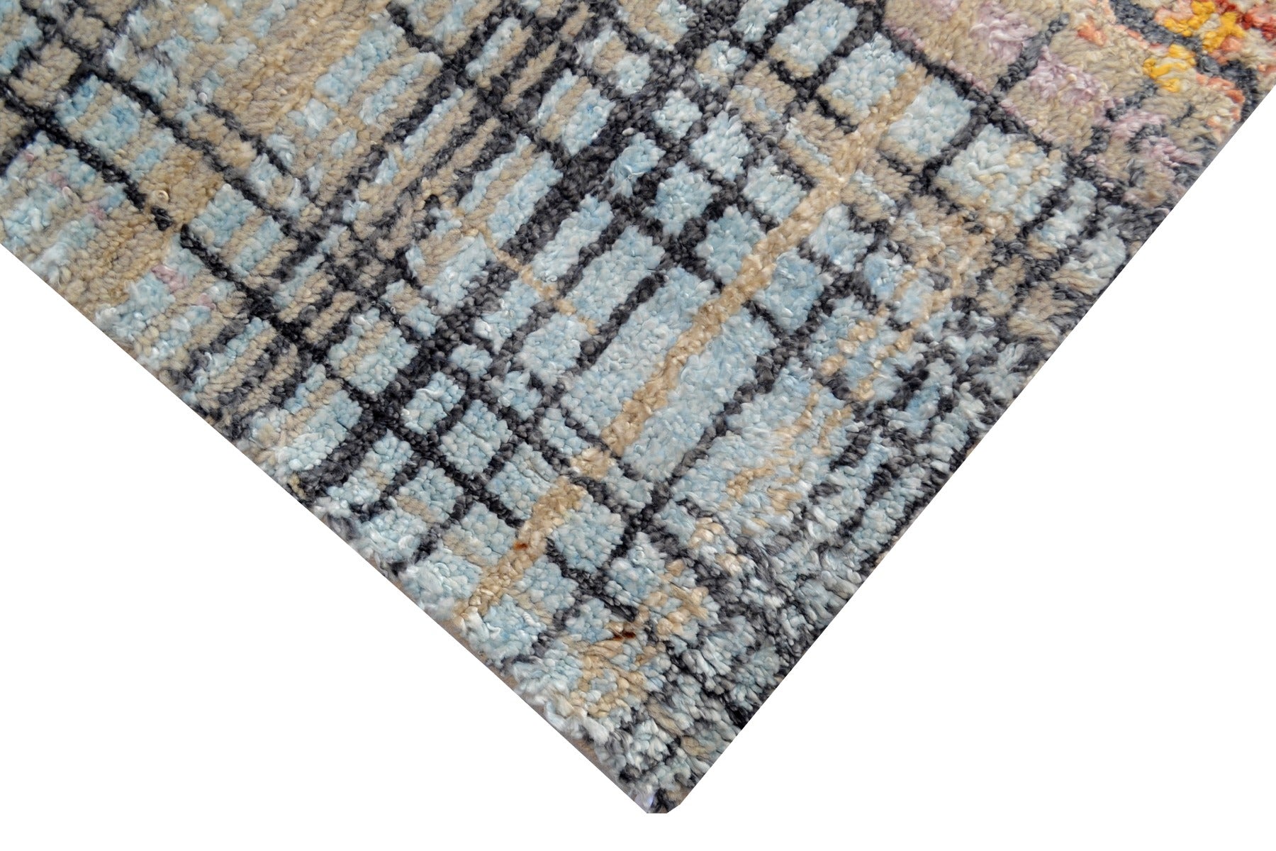 Handknotted Abstract Bamboo Silk and Wool Rug - 074 - Multi Silver - 246x300cm