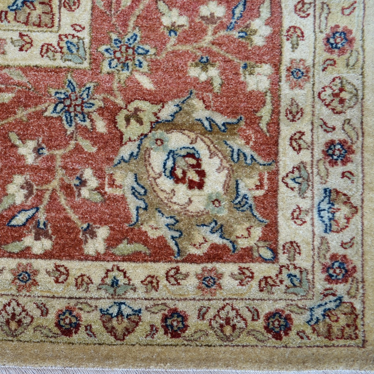 Vintage Handknotted Silk Carpet-Haji Jalil 101-Cream Rust-270x355cm