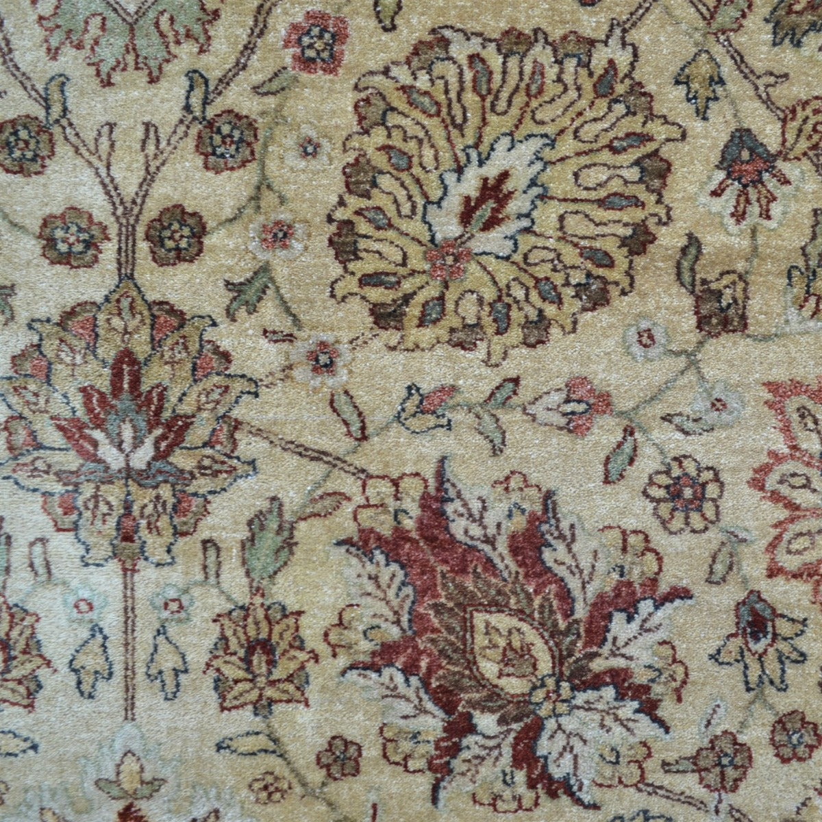 Vintage Handknotted Silk Carpet-Haji Jalil 101-Cream Rust-270x355cm