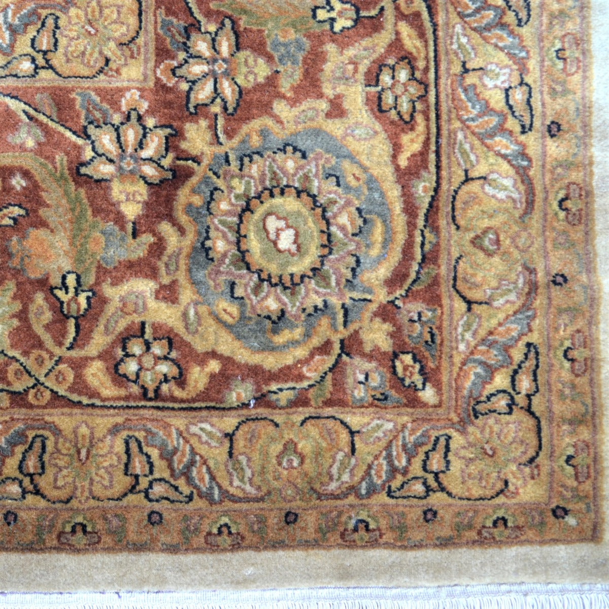 Vintage Handknotted Silk Carpet-Haji Jalil 102-Cream Rust-240x300cm