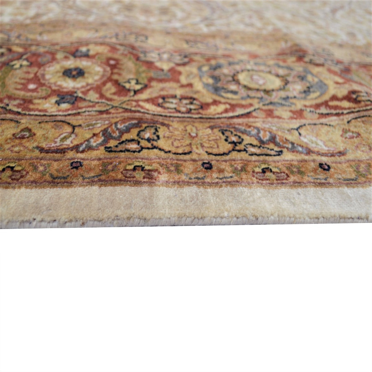 Vintage Handknotted Silk Carpet-Haji Jalil 102-Cream Rust-240x300cm