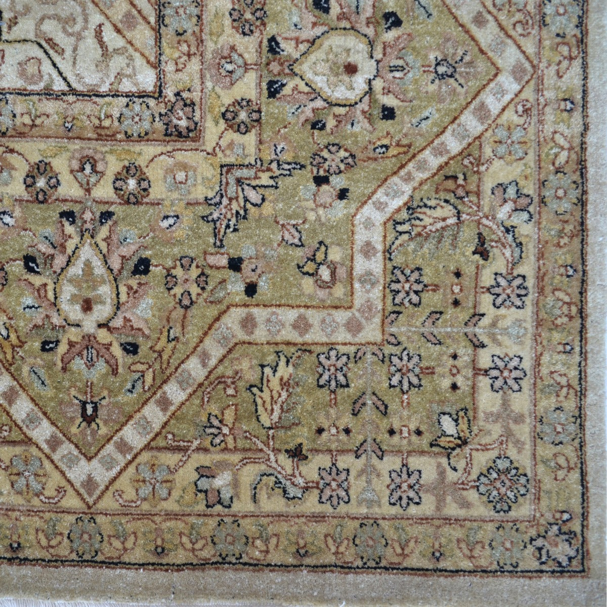 Vintage Handknotted Silk Carpet-Haji Jalil 103-Cream Rust-270x355cm