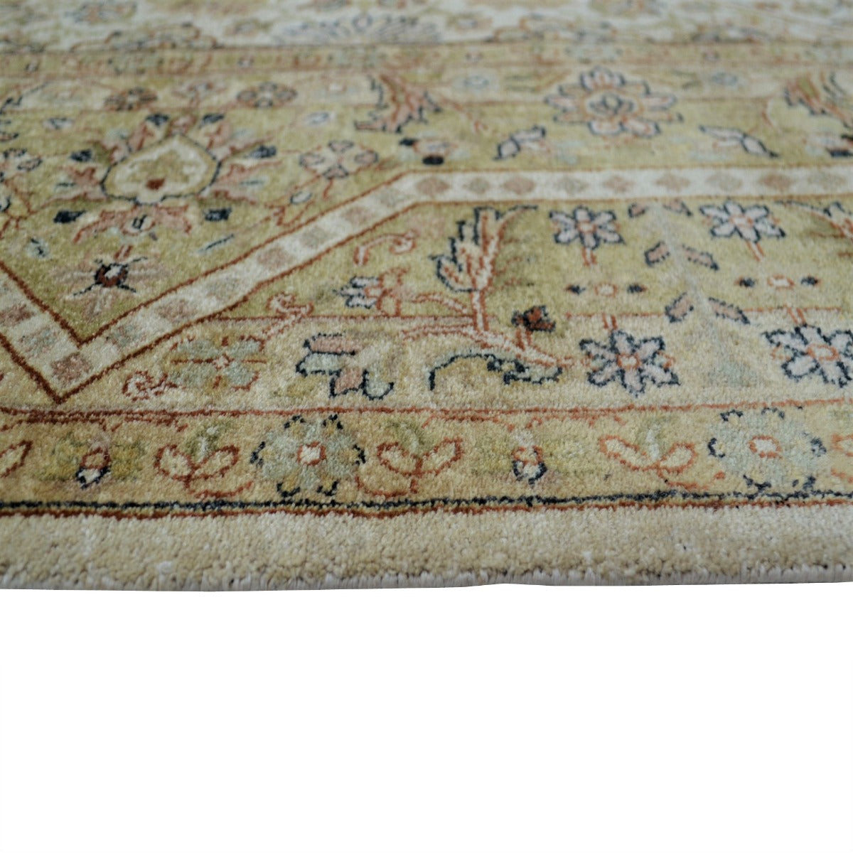 Vintage Handknotted Silk Carpet-Haji Jalil 103-Cream Rust-270x355cm