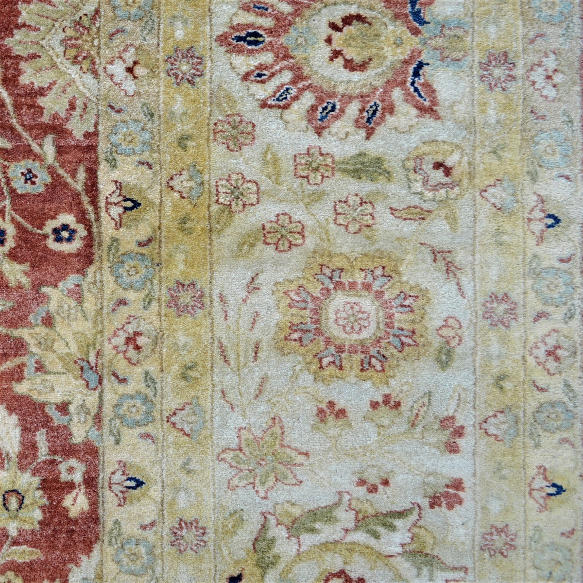 Vintage Handknotted Silk Carpet-Haji Jalil 104-Cream Rust-262x357cm