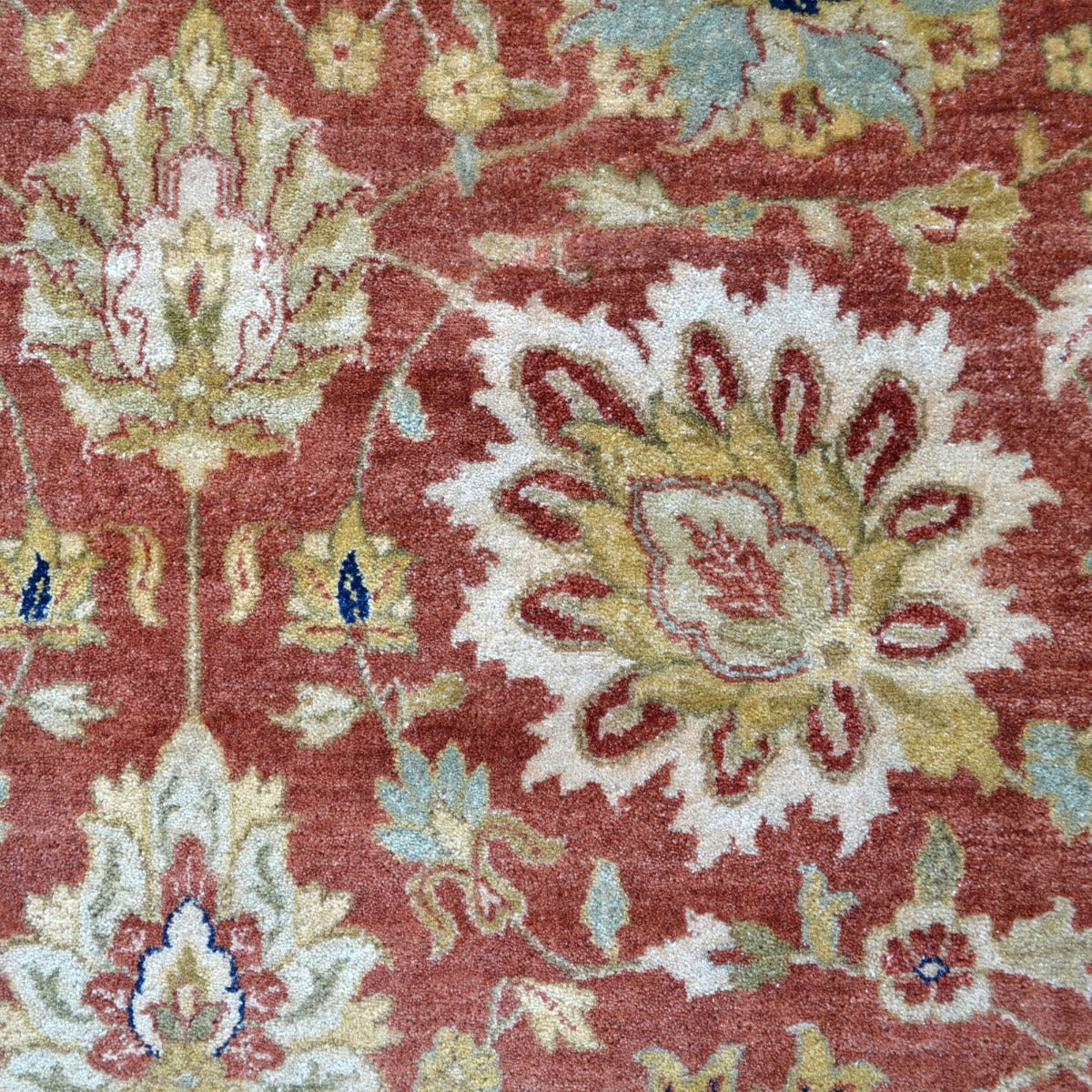 Vintage Handknotted Silk Carpet-Haji Jalil 104-Cream Rust-262x357cm