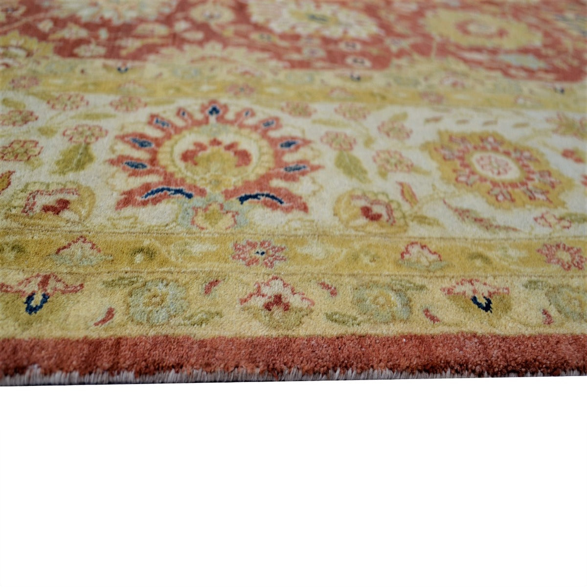 Vintage Handknotted Silk Carpet-Haji Jalil 104-Cream Rust-262x357cm
