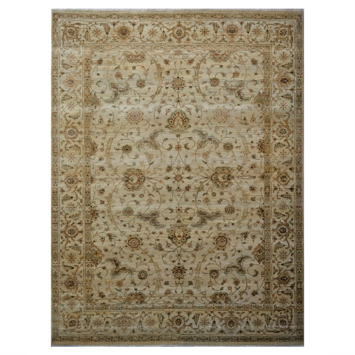 Vintage Handknotted Silk Carpet-Haji Jalil 105-Cream -265x365cm