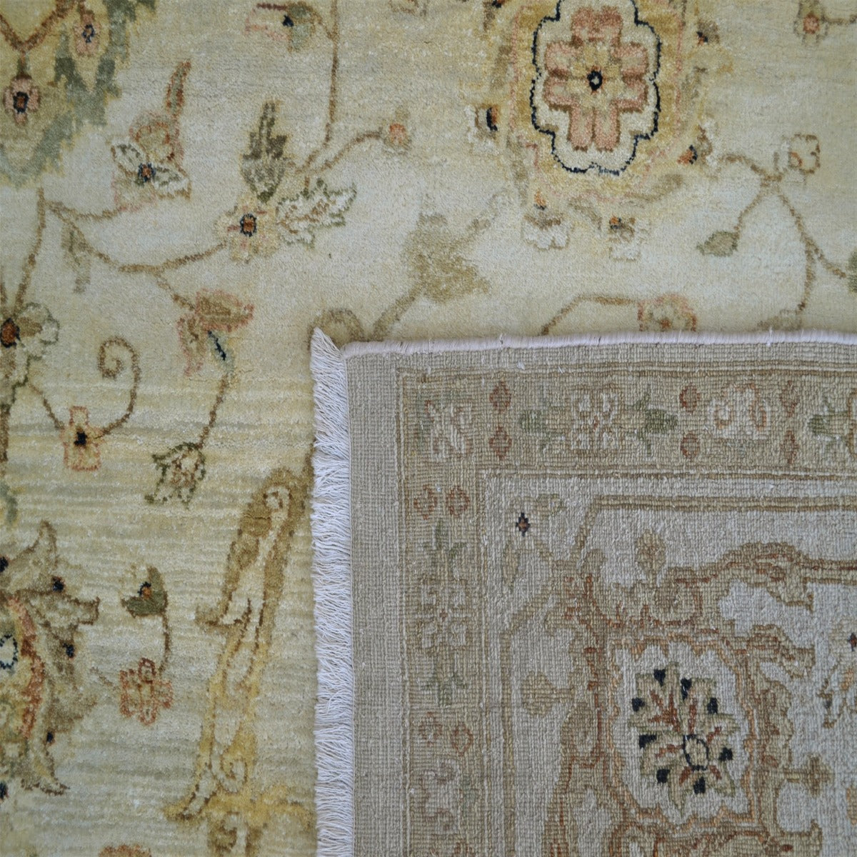 Vintage Handknotted Silk Carpet-Haji Jalil 105-Cream -265x365cm