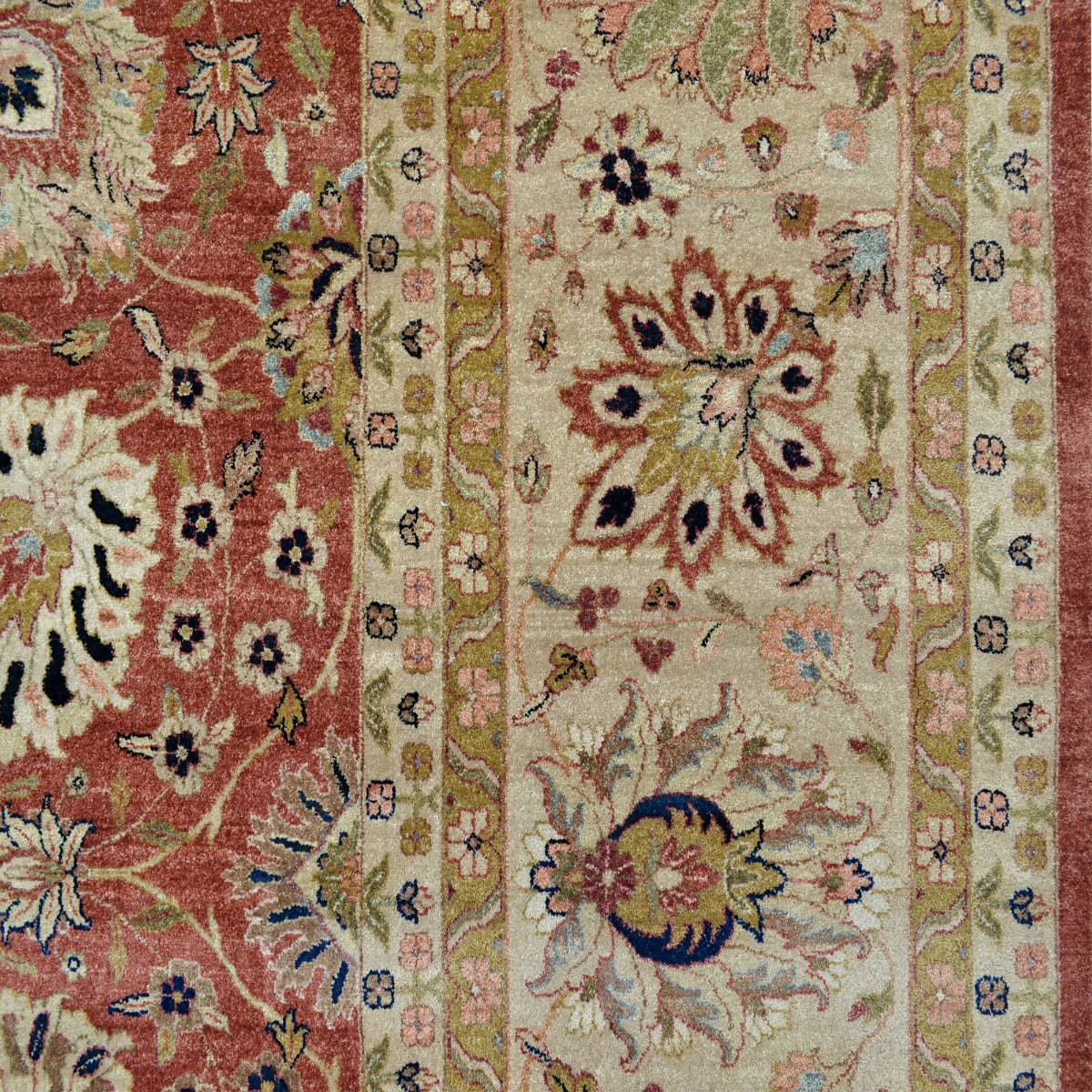 Vintage Handknotted Silk Carpet-Haji Jalil 106-Rust Cream -370x460cm