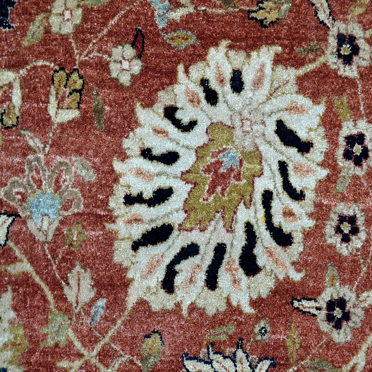 Vintage Handknotted Silk Carpet-Haji Jalil 106-Rust Cream -370x460cm