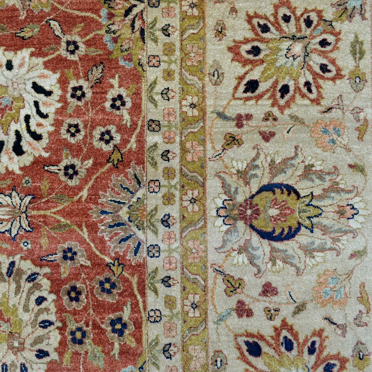 Vintage Handknotted Silk Carpet-Haji Jalil 106-Rust Cream -370x460cm