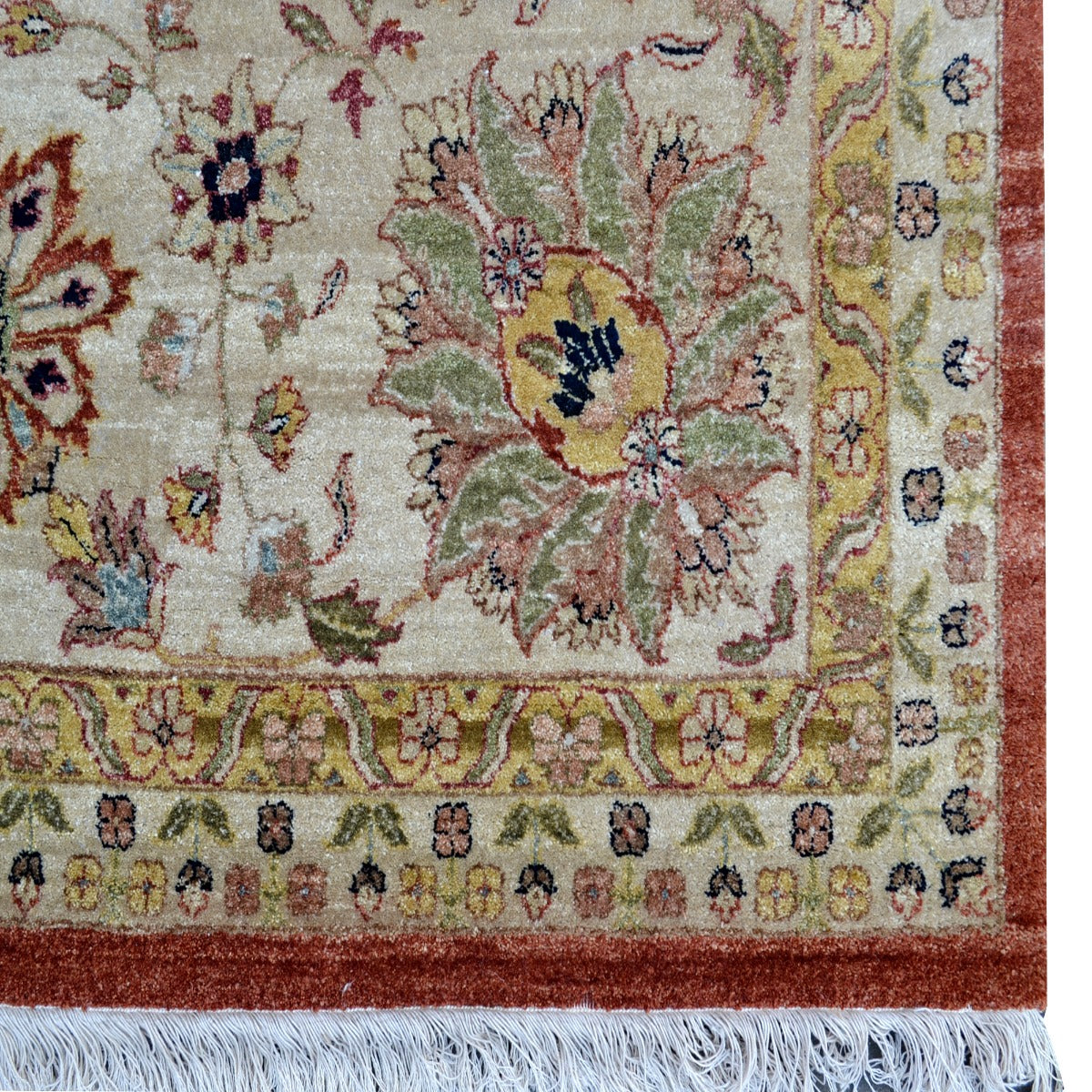 Vintage Handknotted Silk Carpet-Haji Jalil 106-Rust Cream -370x460cm