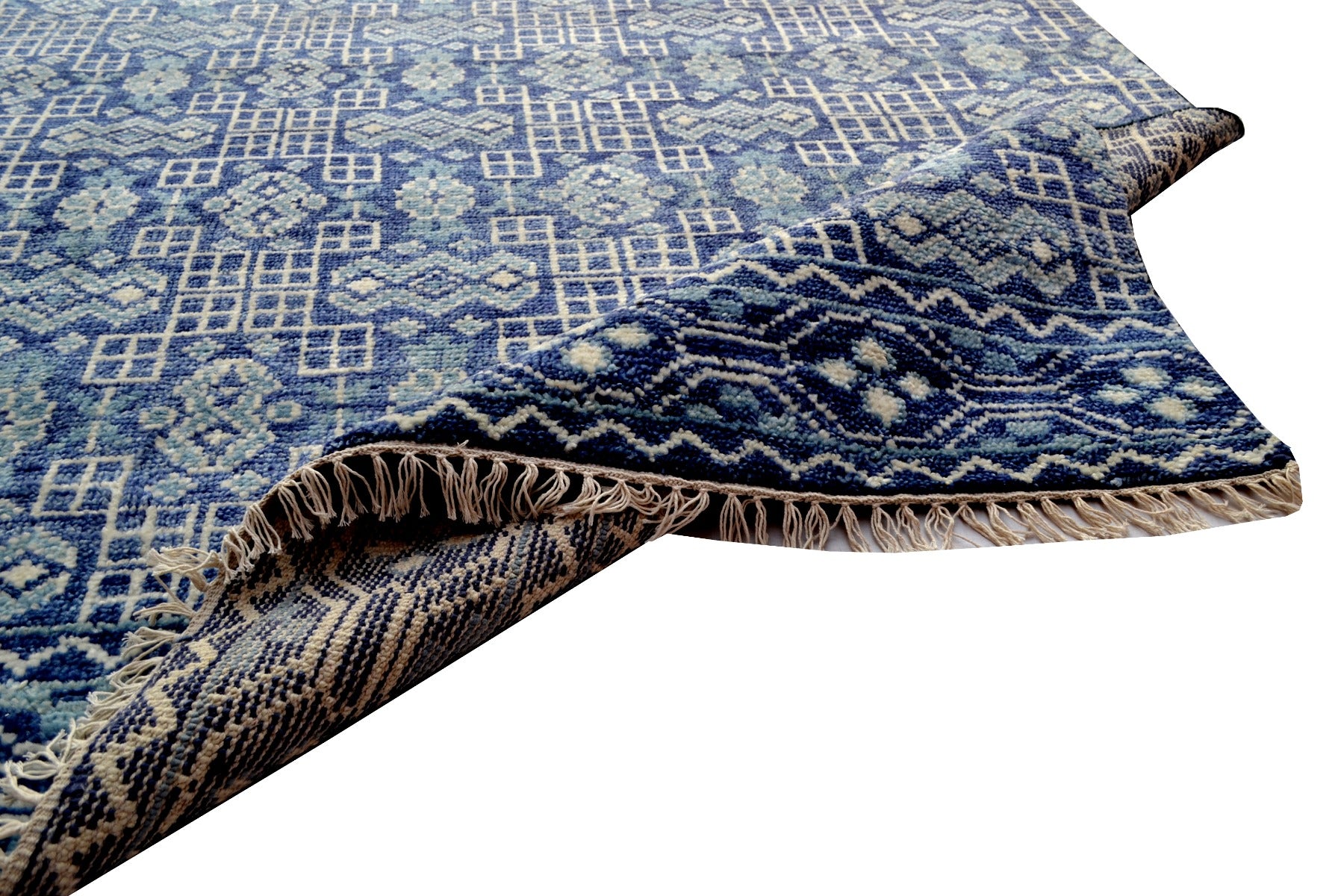 Royal Handknotted Wool Rug - Jaipur - Blue - 148x244cm