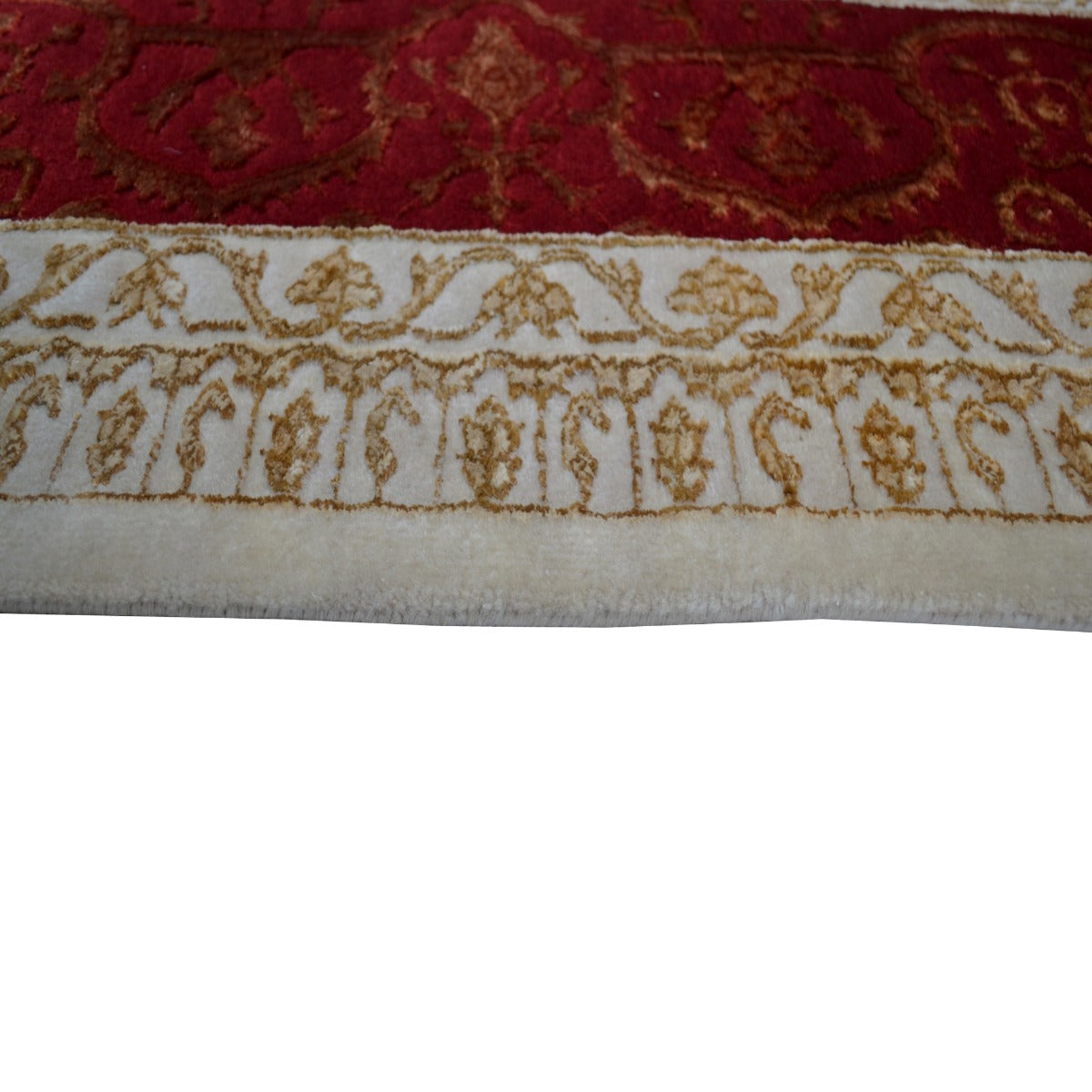 Handknotted Kashan Wool & Silk Rug -1260-Ivory-Red-250x300cm