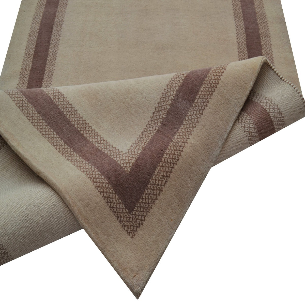 Handknotted Lori buff wool Rug - Begie Brown - 120x180cm