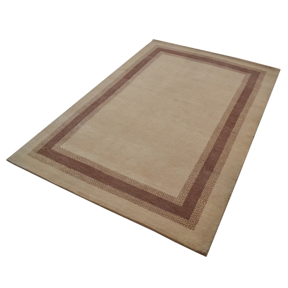 Handknotted Lori buff wool Rug - Begie Brown - 120x180cm