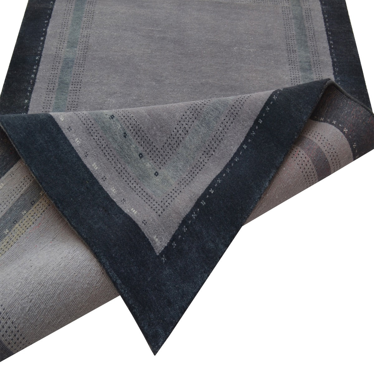 Handknotted Lori buff wool Rug - Grey - 140x200cm