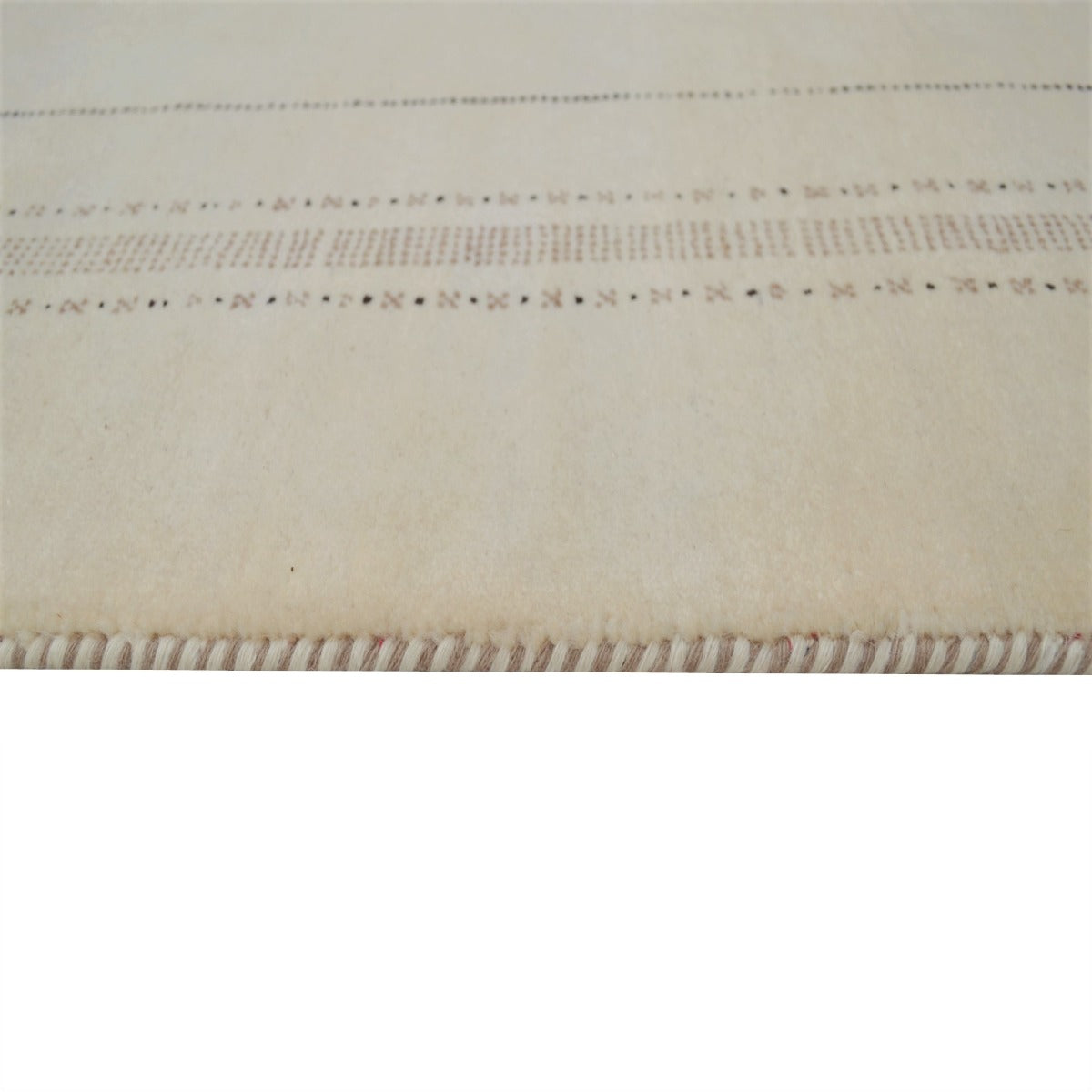 Handknotted Lori buff wool Rug - Ivory - 165x235cm