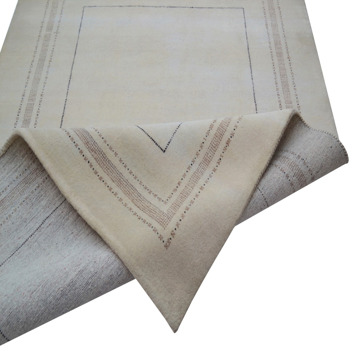Handknotted Lori buff wool Rug - Ivory - 165x235cm