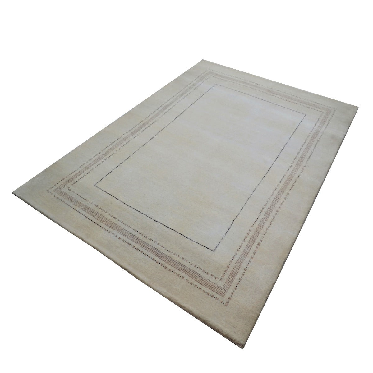 Handknotted Lori buff wool Rug - Ivory - 165x235cm