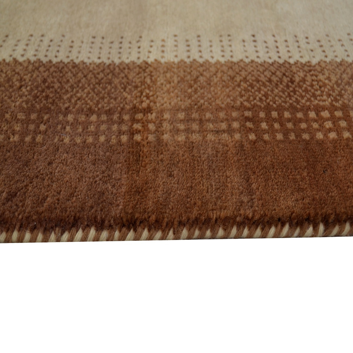 Handknotted Lori buff wool Rug - Ivory Brown - 120x180cm