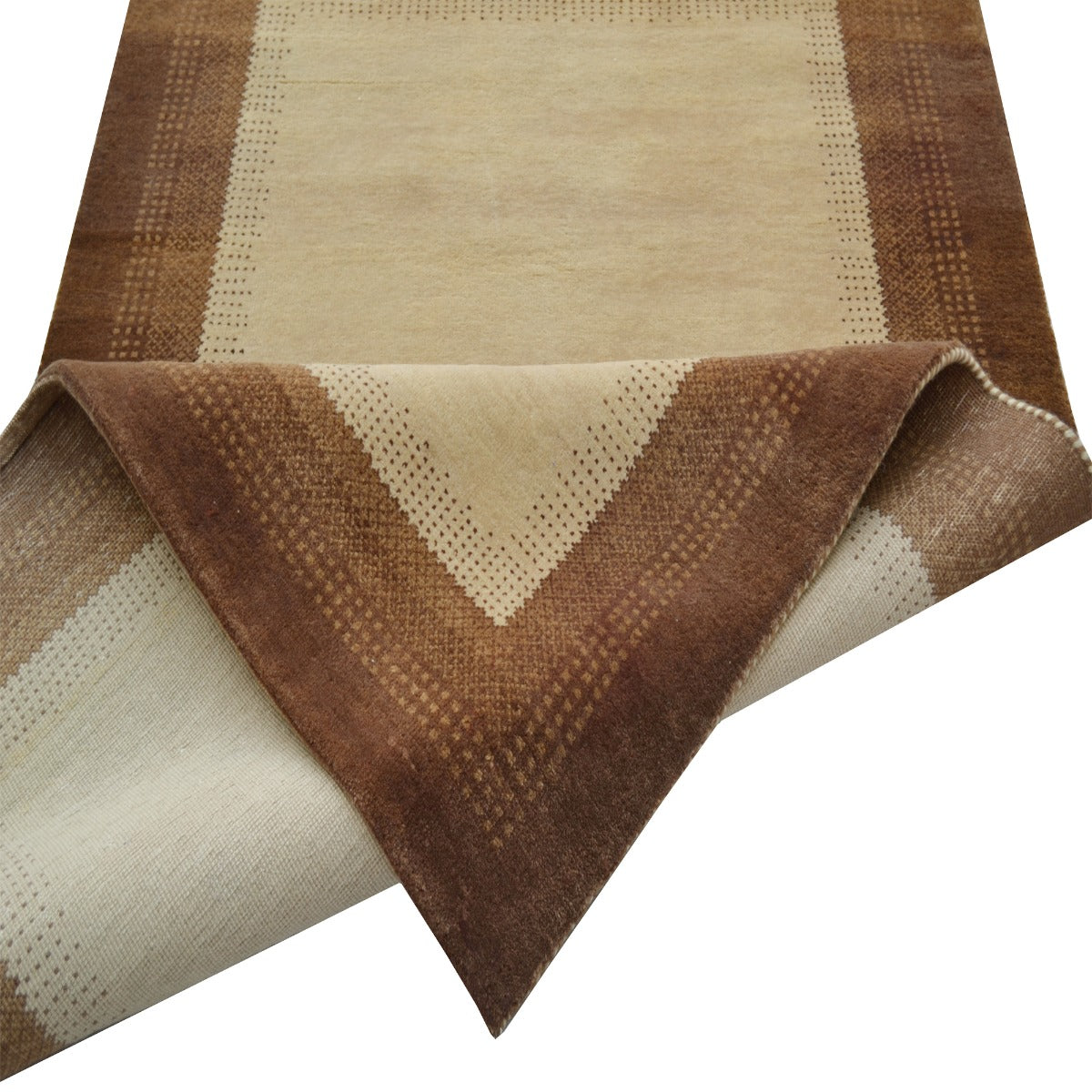 Handknotted Lori buff wool Rug - Ivory Brown - 120x180cm