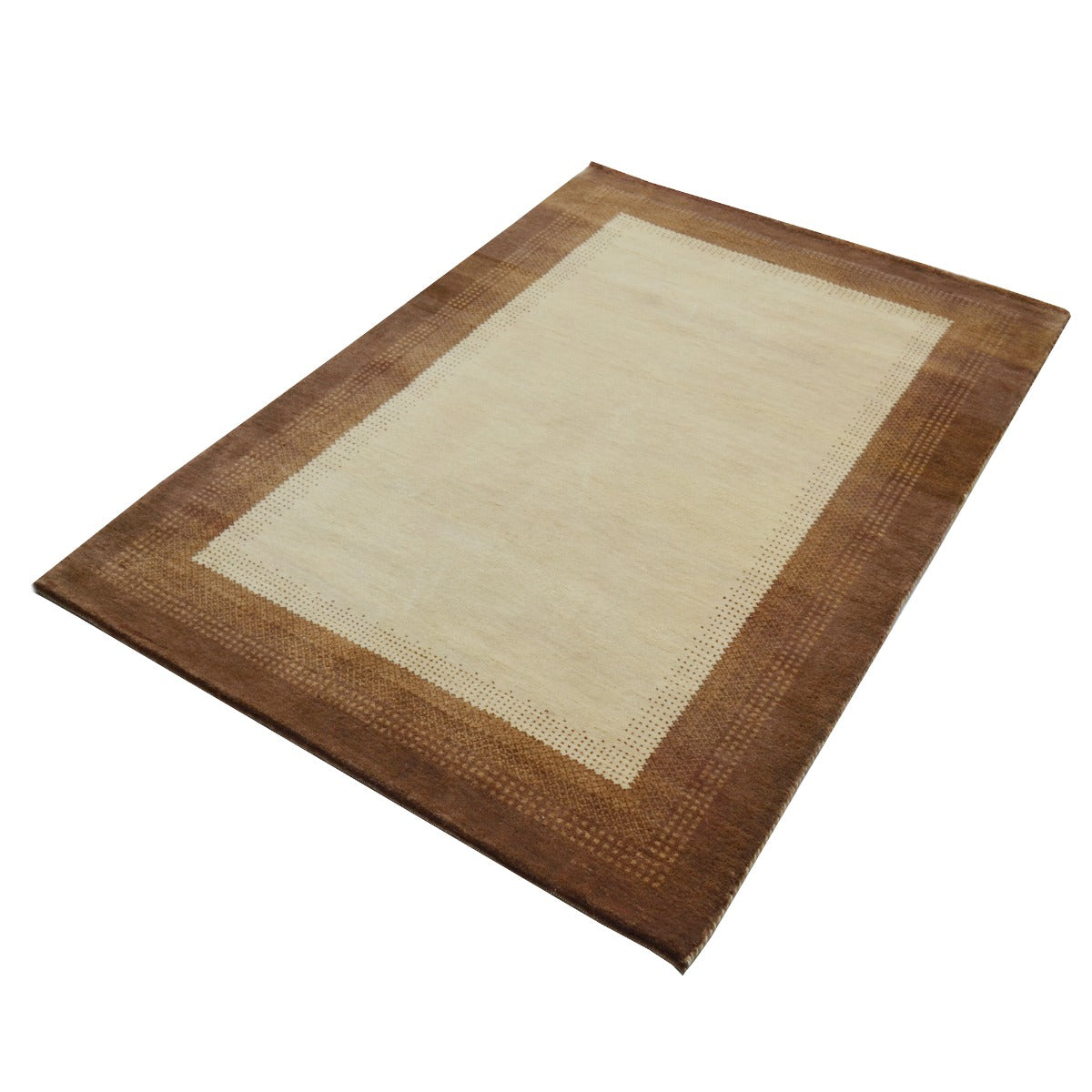 Handknotted Lori buff wool Rug - Ivory Brown - 120x180cm