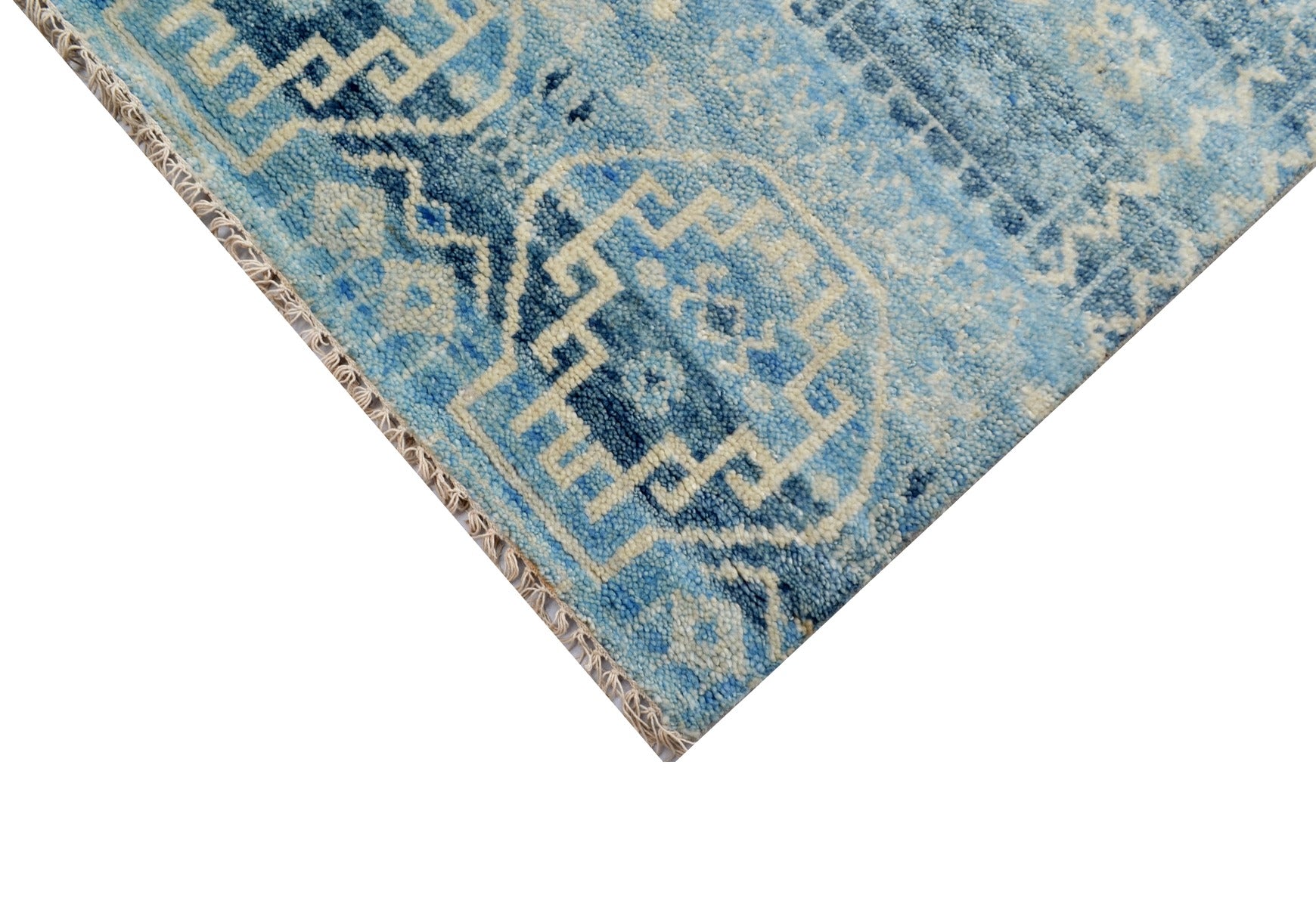 Noble Designer Handknotted Wool Rug - Lt. Blue - 253x299cm
