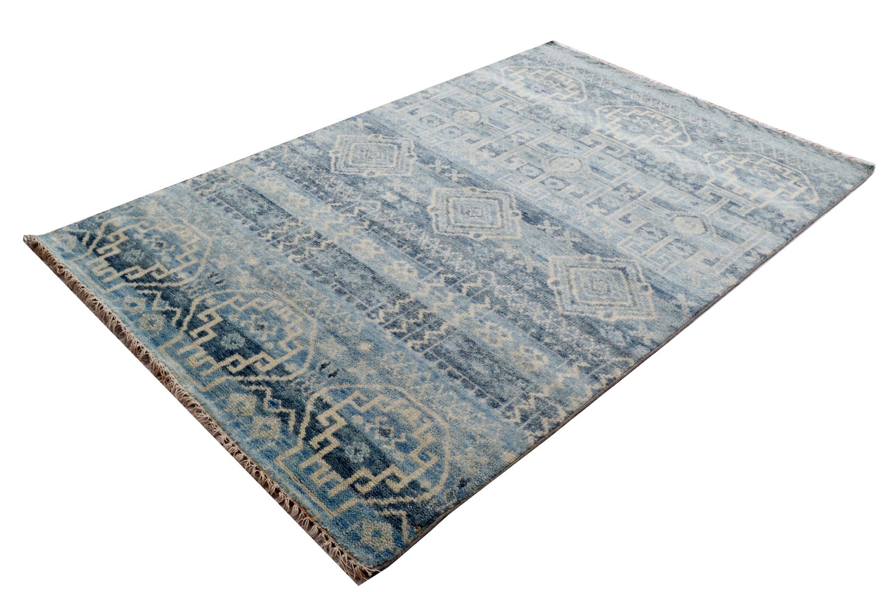 Noble Designer Handknotted Wool Rug - Lt. Blue - 253x299cm