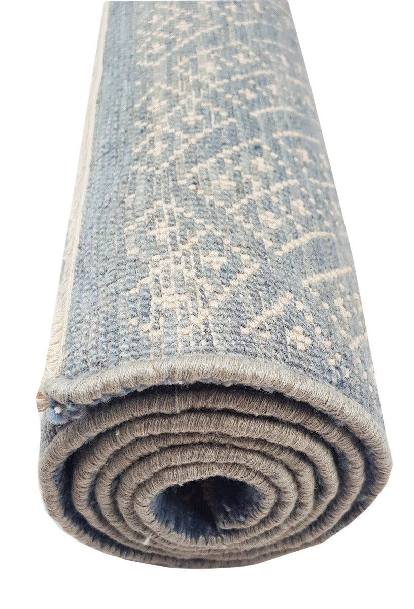 Designer Handknotted Wool Rug - New York - Lt. Blue - 91x163cm