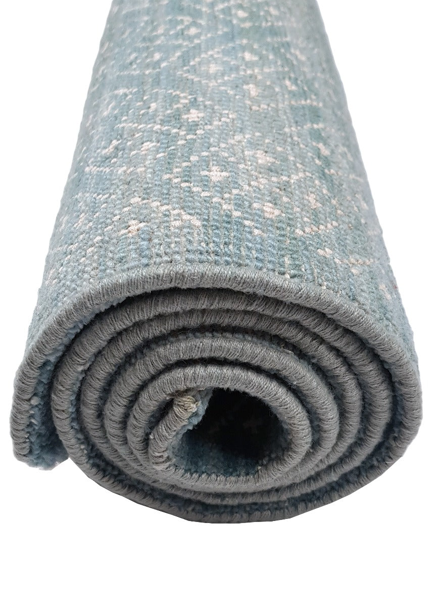 Designer Handknotted Wool Rug - New York - C Green - 116x180cm