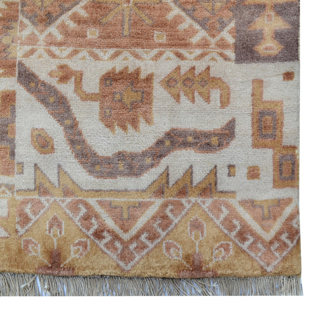 Handknotted Patch wool Rug - Cream Multi - 167x230cm
