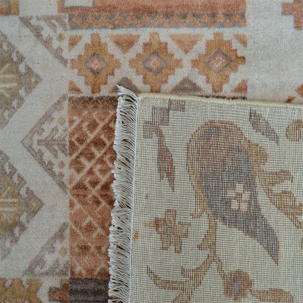 Handknotted Patch wool Rug - Cream Multi - 167x230cm