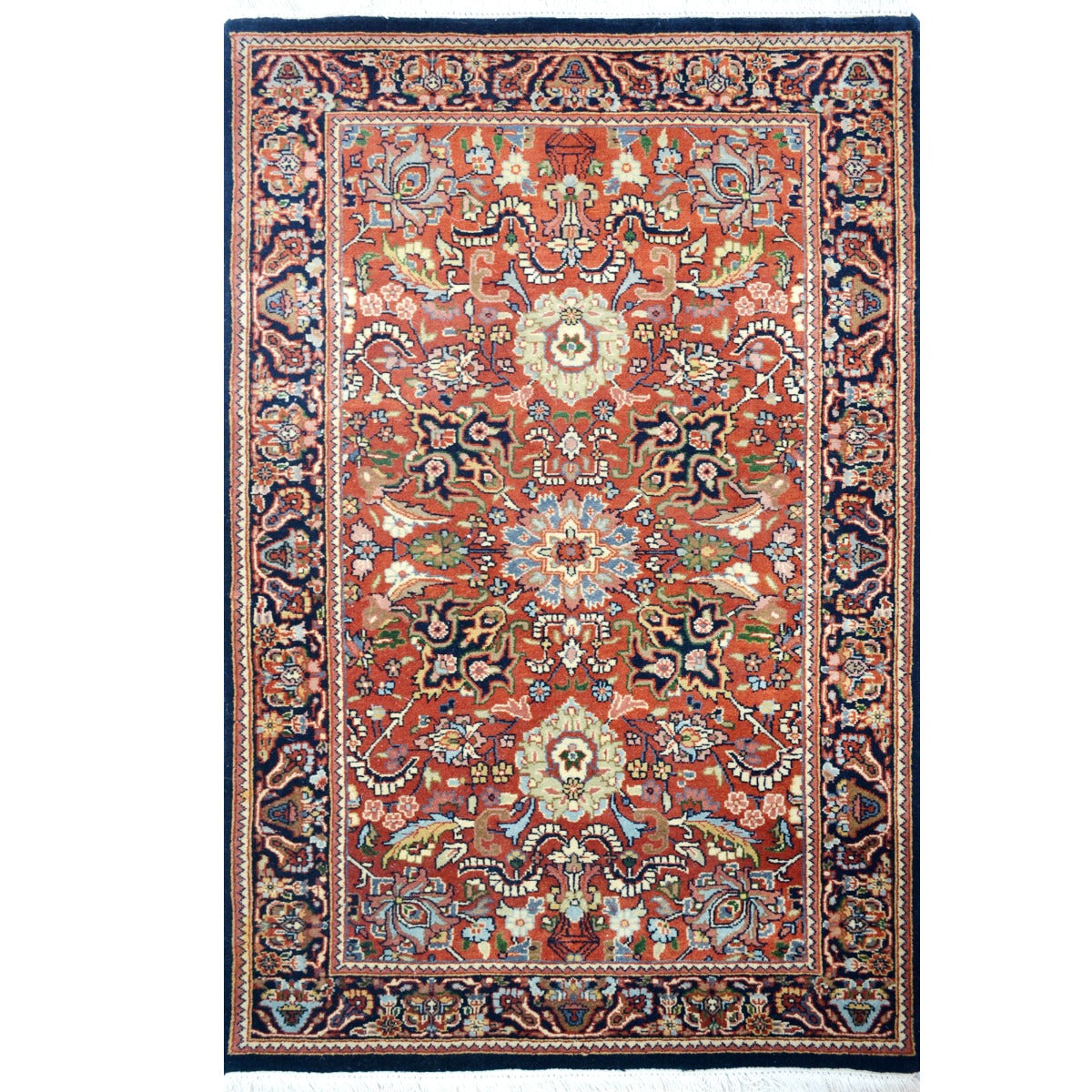 Handknotted SA 2010 wool Rug - Rust Blue - 252X290cm