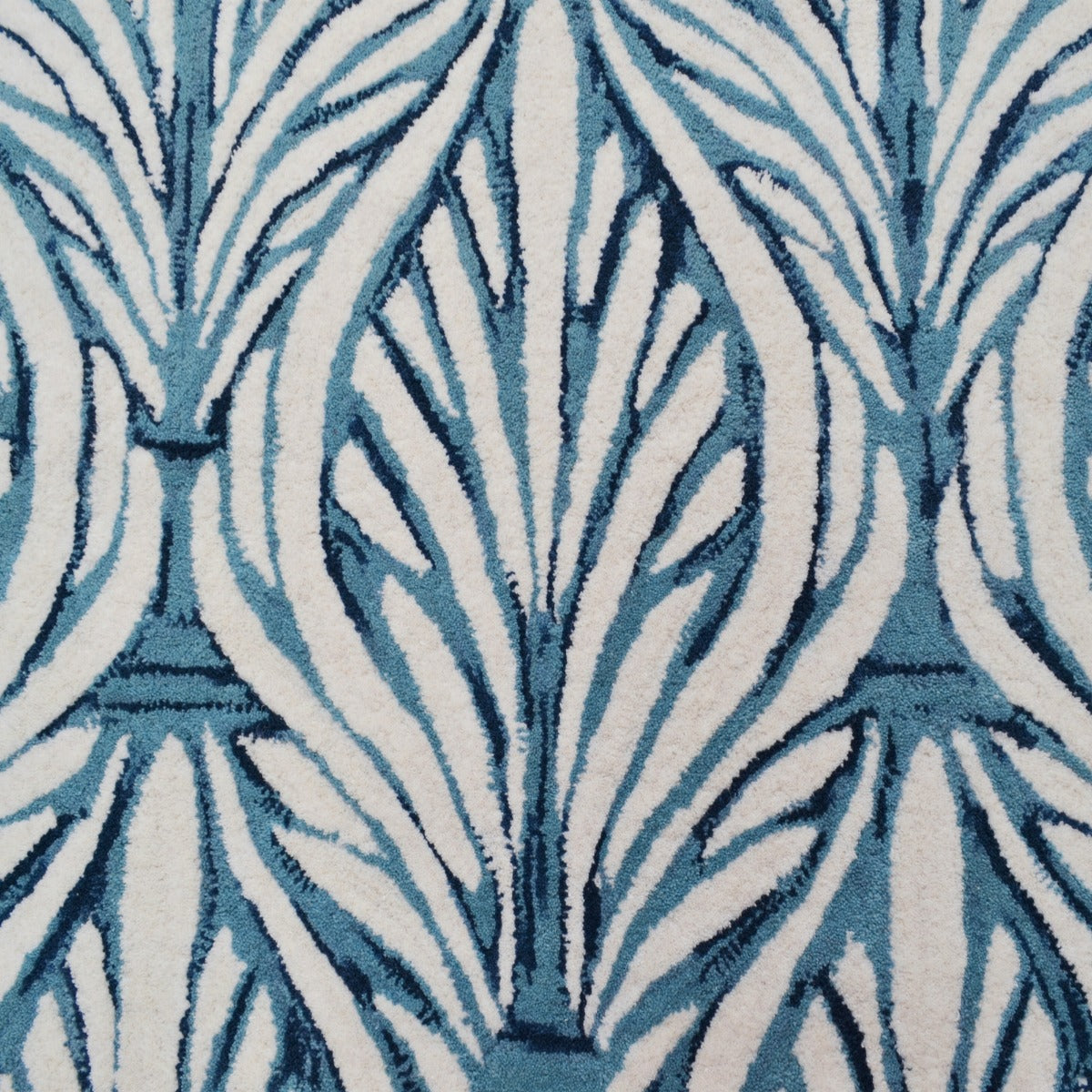 Handmade Abstract Wool Rug-6306-Sea Blue/Ivory-110x160cm