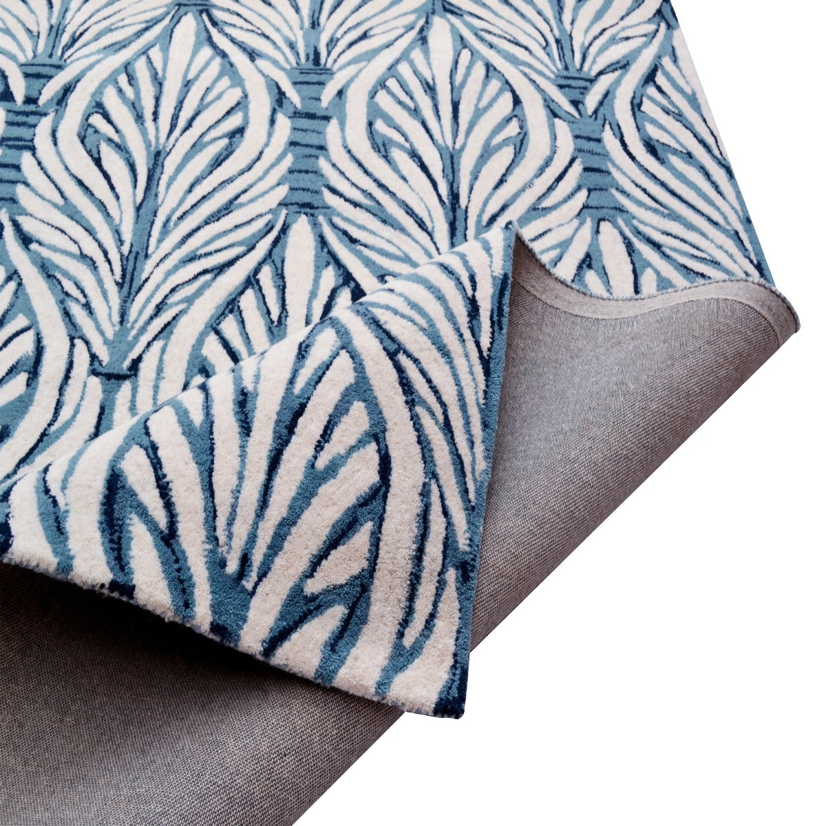 Handmade Abstract Wool Rug-6306-Sea Blue/Ivory-110x160cm