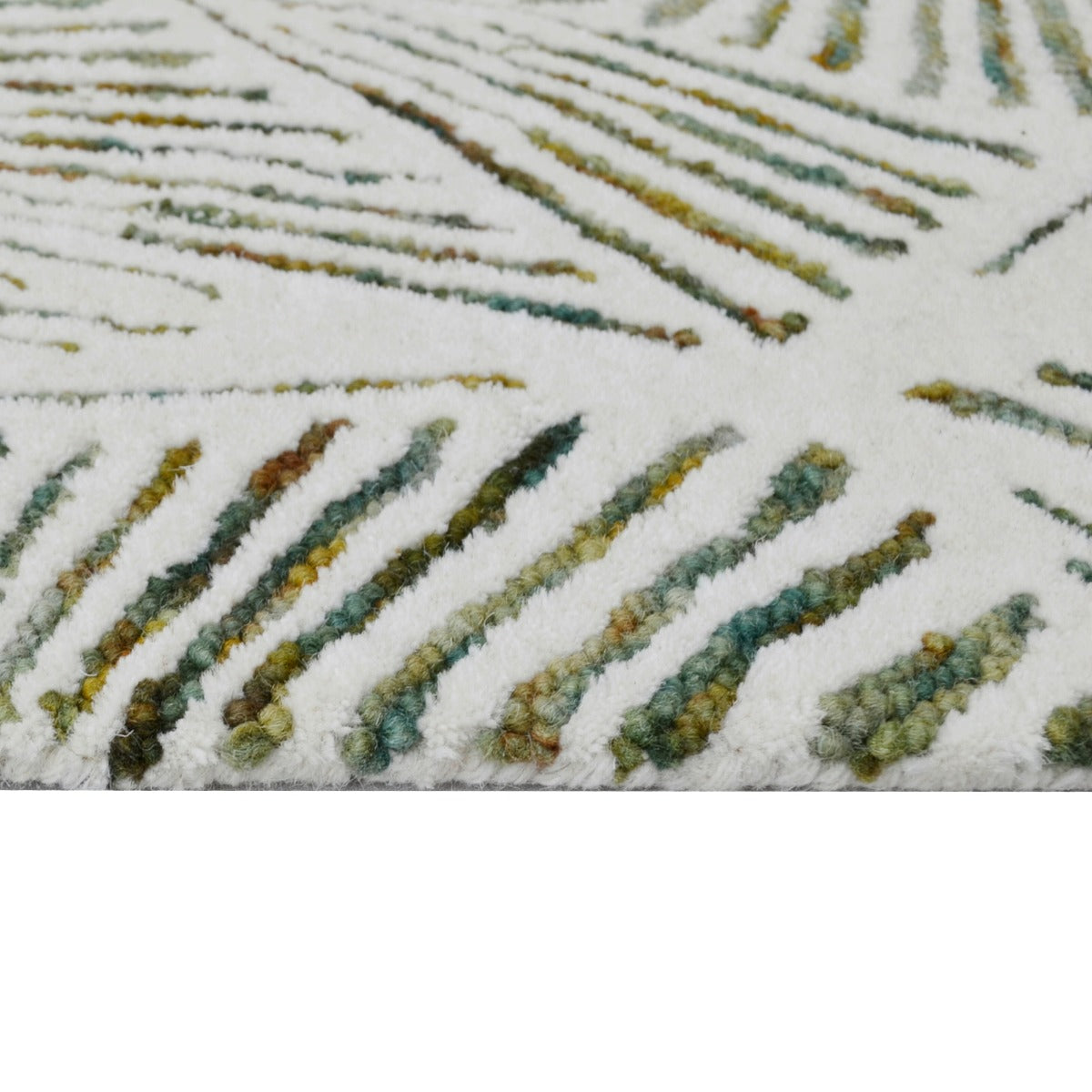 Handmade Abstract Wool Rug-6308-Multi Green-110x160cm
