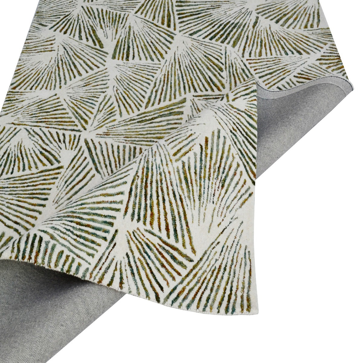 Handmade Abstract Wool Rug-6308-Multi Green-110x160cm