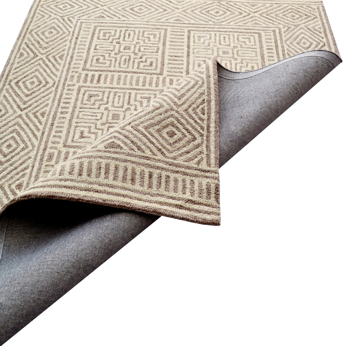 Handmade Abstract Wool Rug-6310-Ivory Sand-110x160cm
