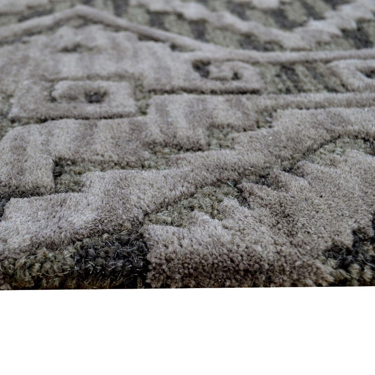 Handmade Abstract Wool Rug-6311-Brown/Multi-110x160cm