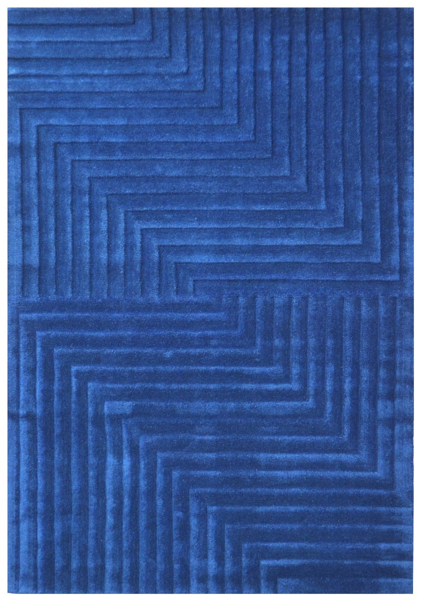 Ascent Contemporary Handmade Wool Rug - 6240 - Sapphire - 110x160cm