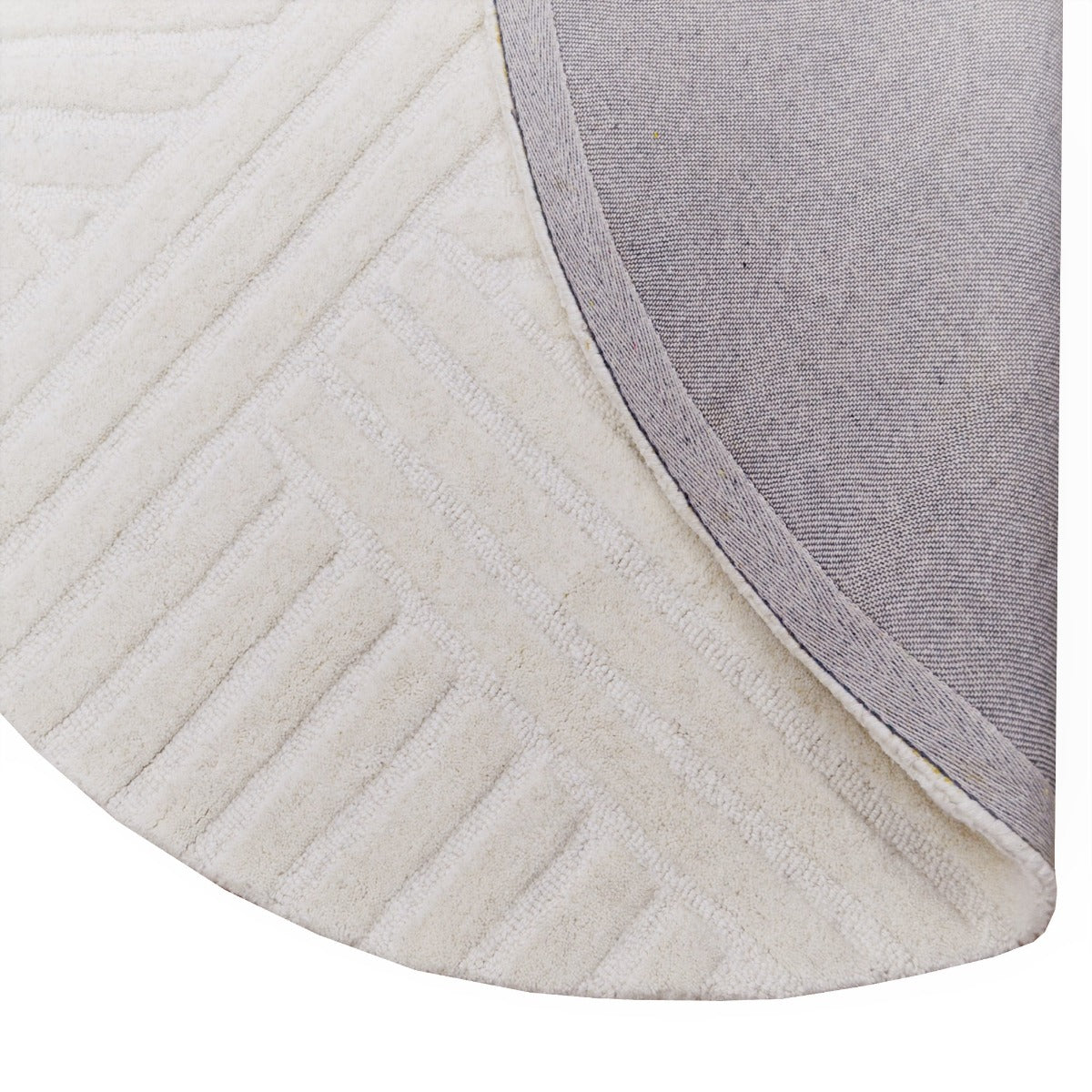 Modern Handmade Round Rug-Addison 6368-Ivory-160x160cm