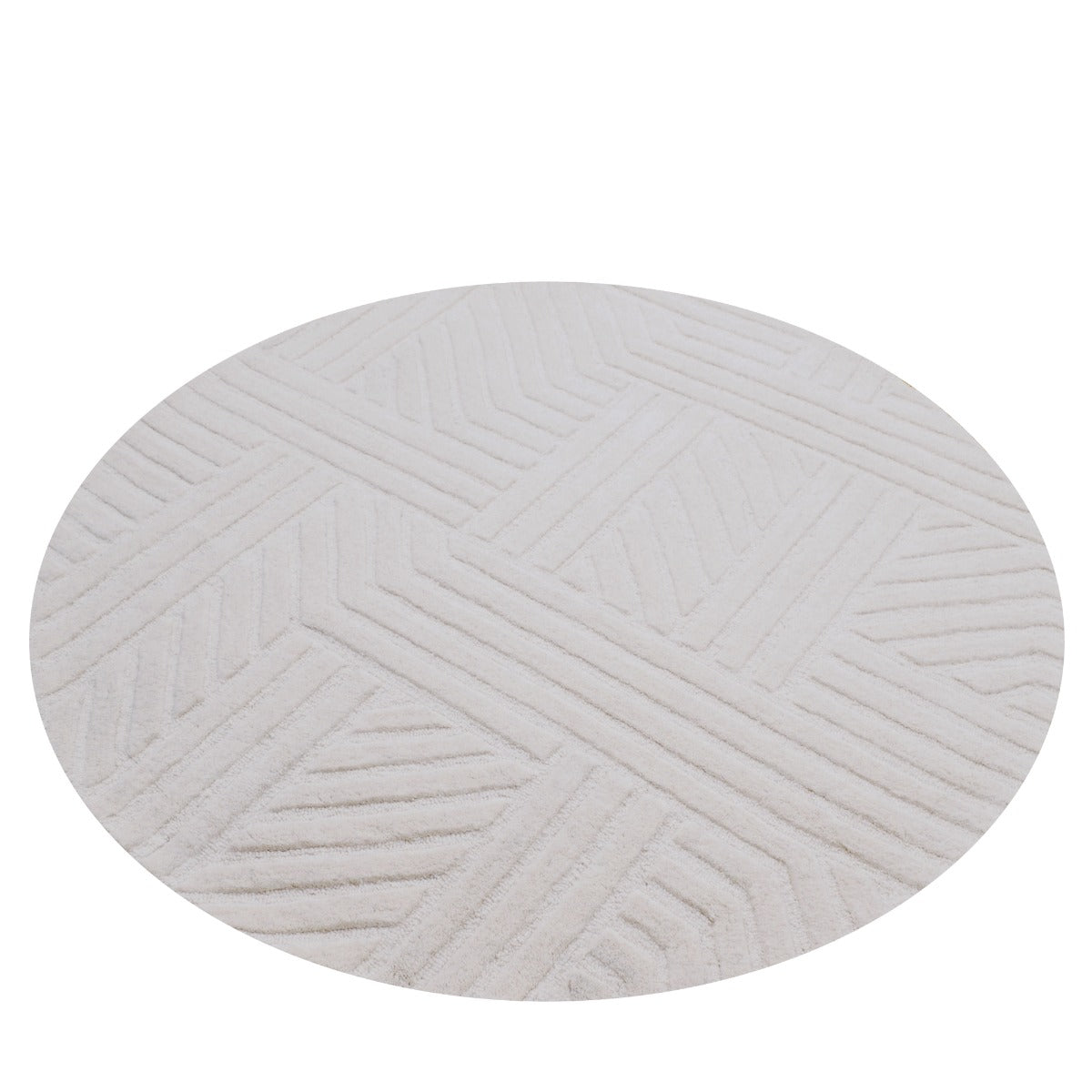 Modern Handmade Round Rug-Addison 6368-Ivory-160x160cm