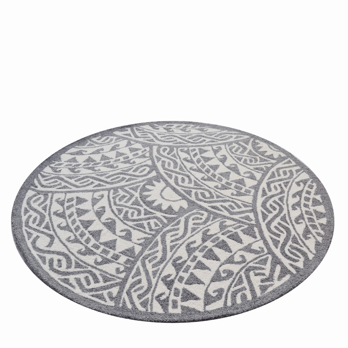 Ariel Handmade Round Wool Rug-6264-Light Grey-150x150cm