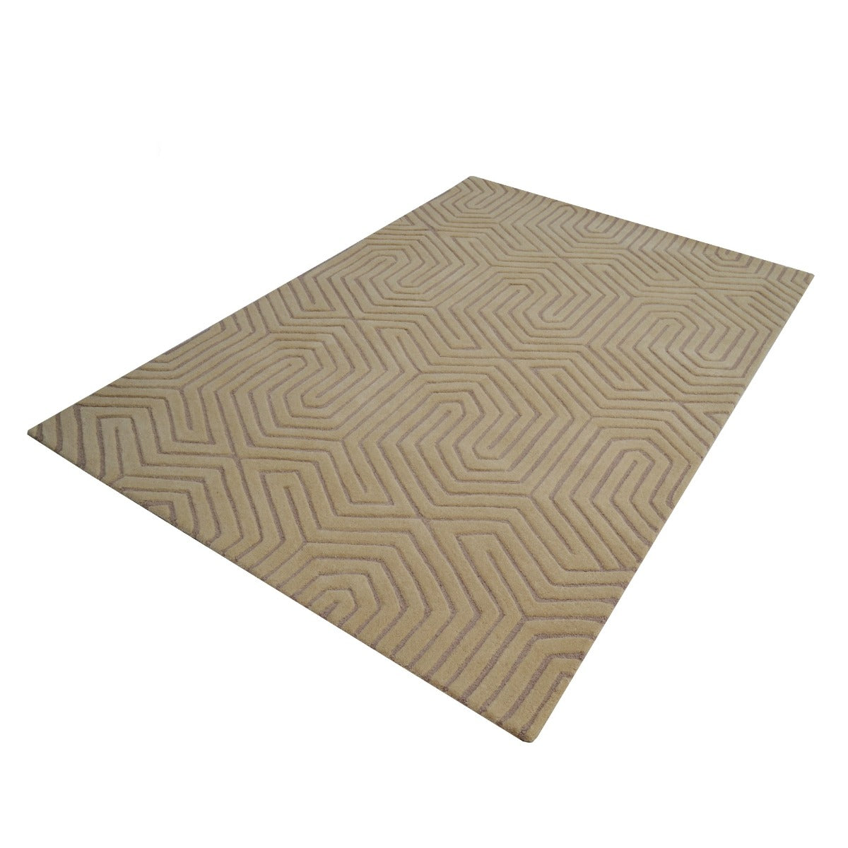 Contemprary Handmade Wool Rug-Athens 6390-Beige-110x160cm