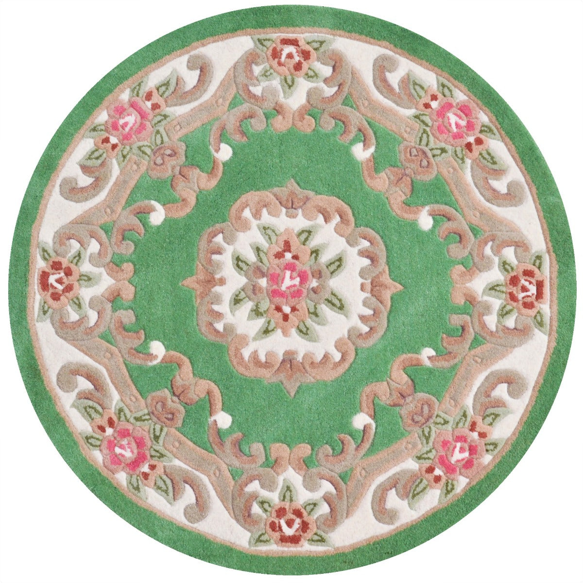 Traditional Handmade Wool Rug-Avolon-Pista Green-120x120cm