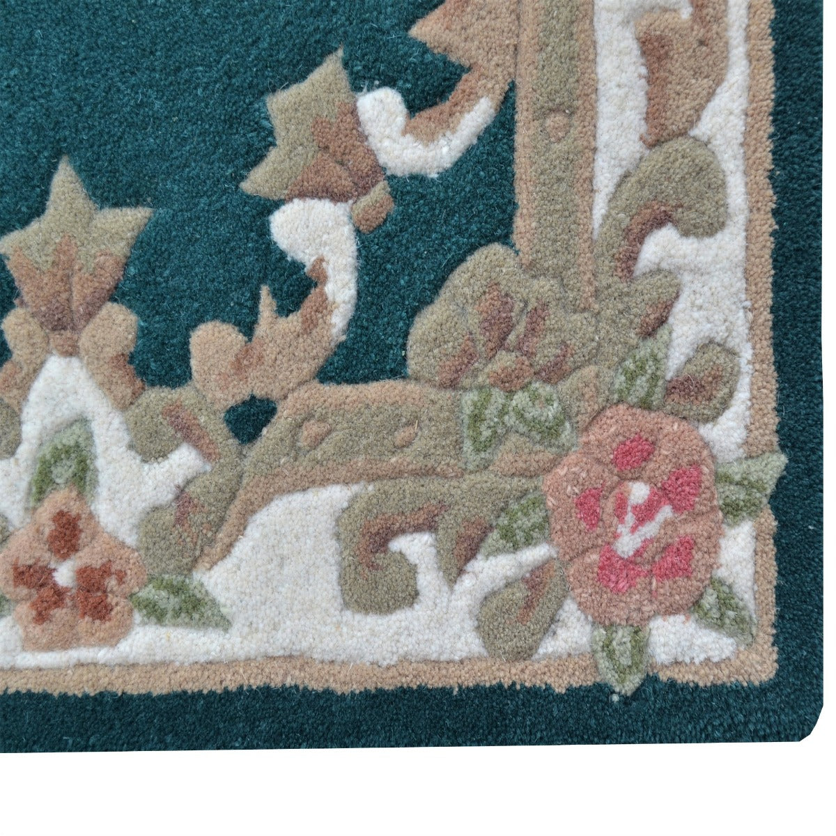 Traditional Handmade Wool Rug-Avolon-Turquoise-120x120cm